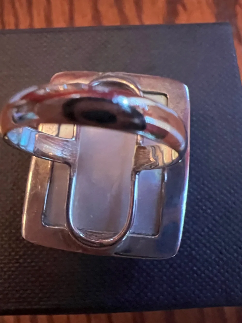 Silver Ring with Large Beautiful White Rectangular Stone - Picture 4 of 11